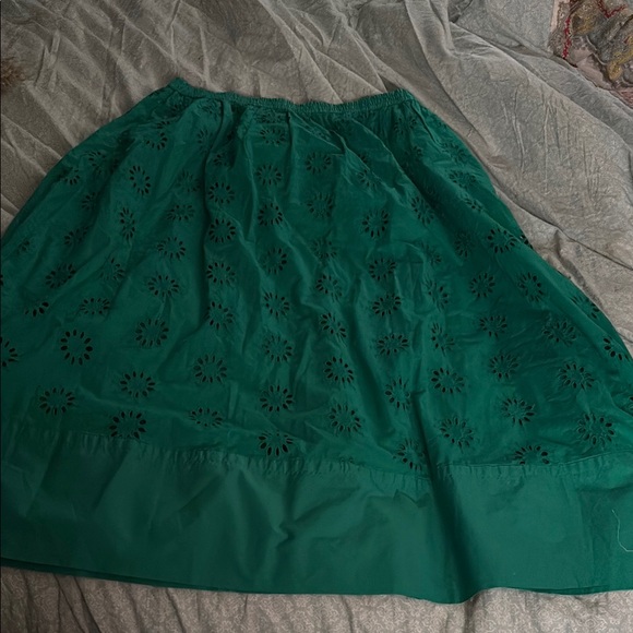 J. Crew Green Embellished Midi A-Line Skirt